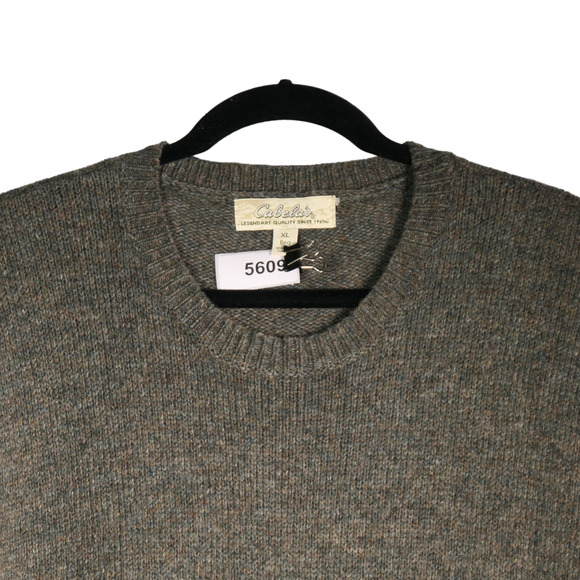 Cabela's Mens XL Marled Green Gray Wool Blend Sweater Holiday Ski Oversized - Picture 5 of 7